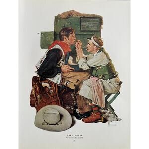 Gary Cooper, Gone Fishing Norman Rockwell, Print, Book Page, Art, 250214-WH B 12